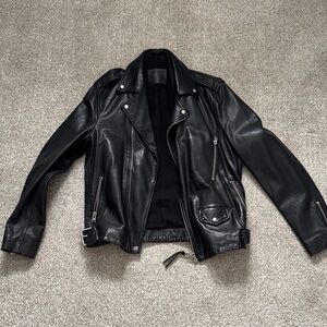 All Saints Black Leather Biker Jacket